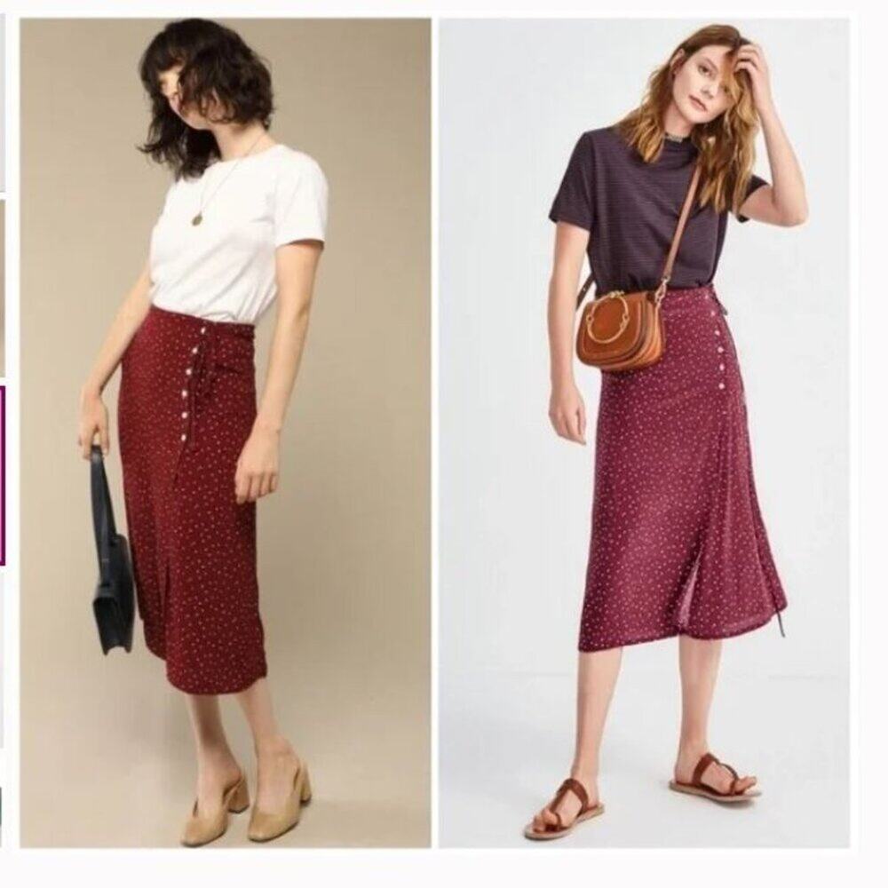 NEW Rouje Gloria Wrap Midi Skirt Polka Dot Floral Sz 42 (US 10) - Picture 3 of 10